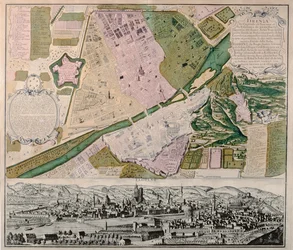 Carte de Florence avec une vue perspective, 1750